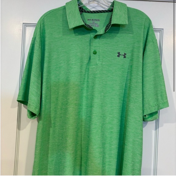 Under Armour mens short sleeve polo shirt heathered green loose fit size 2XL - Picture 1 of 13